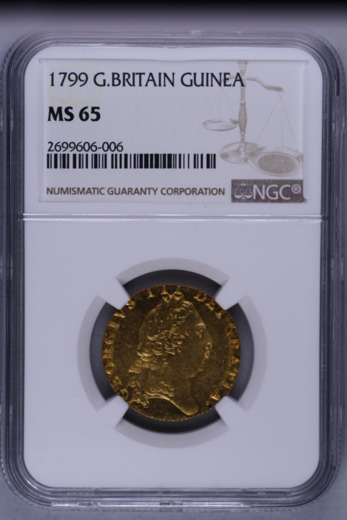 最高グレード MS65 ギニー金貨 イギリス ジョージ３世 ギニー全体でも3位 1799年 完全未使用品 FDC NGC (M00001)