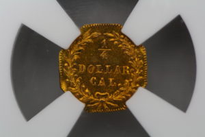 1872/1年 カリフォルニア フラクショナル インディアン 八角形 1/4 MS 65