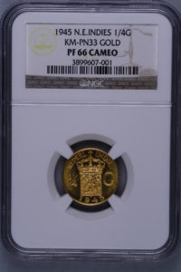 準最高グレード 試鋳貨 金貨 完全未使用品 オランダ領東インド（現インドネシア） 1/4 ギルダー ラージタイプ フィラデルフィア（アメリカ）造幣所 FDC PR66 CAMEO NGC