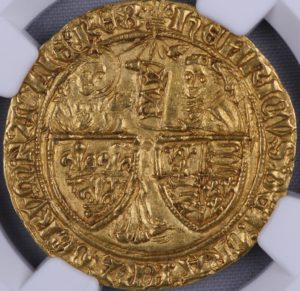 一点モノ サリュー金貨 フランス ヘンリー6世（アンリ6世）（1422-1453） サン・ロー造幣所 独自刻印モノ スター刻印 MS63 NGC