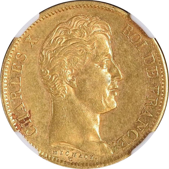 トップグレード フランス 40フラン マルセイユ鋳(レア) 1830年 金貨 AU58 NGC