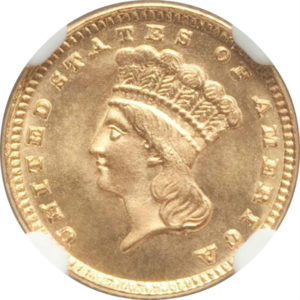同列トップグレード １ドル 金貨 インディアンヘッド(ラージ) タイプ３ アメリカ 1885年 MS68 NGC