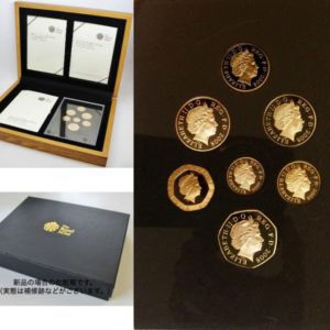 イギリス 硬貨デザイン一新 2008年 記念限定セット 全部で7点 全てゴールド 6点組み合わせてイギリス紋章 プルーフ (イギリス)王立造幣局発行 発行証明書 木箱あり・化粧箱なし