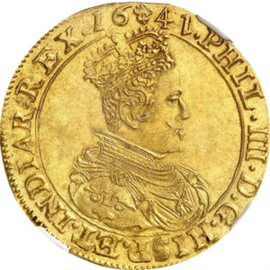 トップグレード ダブルソブリン金貨 ブラバント(ベルギー) フェリペ４世 ブリュッセル 1641年 MS63 NGC