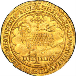 (世界で4枚！のうち)セカンドグレード ２ムートン金貨 ブラバント(ベルギー) 金の羊(Mouton D’or) MS63 PCGS