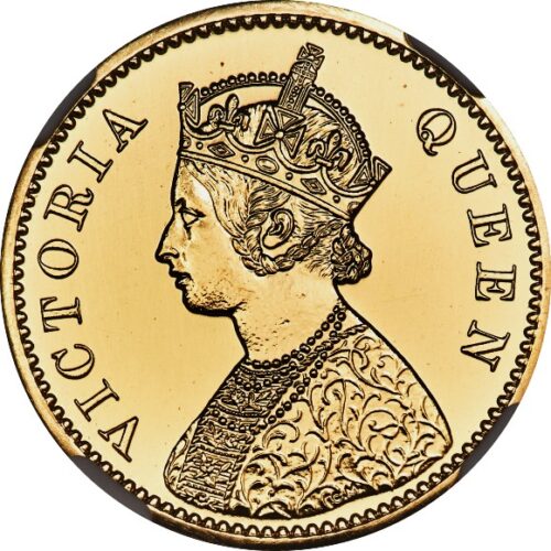 トップグレード(単独) 英領インド 10ルピー金貨 ヴィクトリア女王(ヤングバスト) ウィリアム・ワイオン 1870年 RESTRIKE プルーフ PF66 NGC