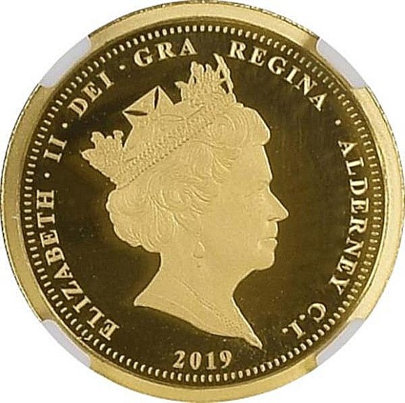 トップグレード(同列) ウナ＆ライオン 1/2ソブリン金貨 ヴィクトリア女王生誕200年 イギリス領オルダニー島 2019年 ウルトラカメオ PF70 NGC