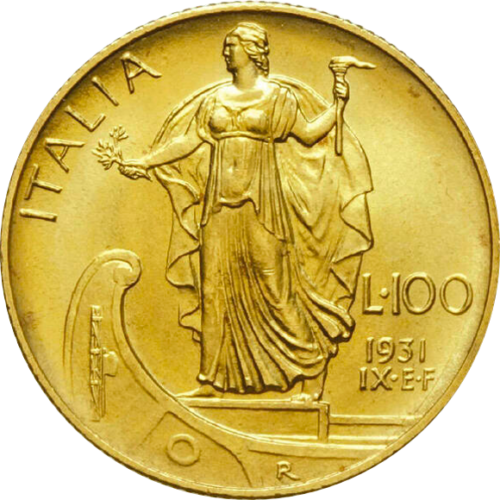 トップグレード(同列) ヴィットリオ・エマヌエーレ3世 100リラ イタリア 1931年 金貨 MS66 NGC