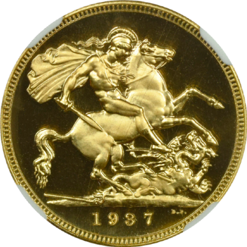 セカンドグレード(同列) １ソブリン 金貨 ジョージ６世 戴冠記念 イギリス 1937年 PF67 CAMEO NGC