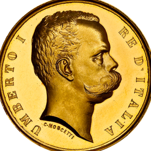 オンリーワングレード ゴールドメダル ウンベルト1世 イタリア 公衆衛生功労メダル 1884年 MS63PL(Prooflike) NGC