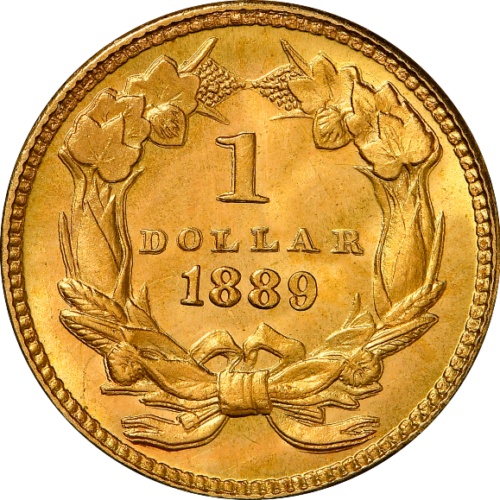 トップグレード(同列) １ドル 金貨 インディアンヘッド(ラージ) タイプ３ 裏面二重打(DDR) 手変わり トップグレードの上乗せクオリティ「空前絶後品」アメリカ 1889年 MS68 NGC