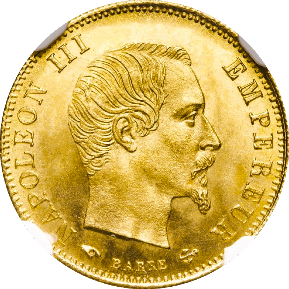 トップグレード(単独) ５フラン金貨 ナポレオン３世 フランス パリ鋳造 