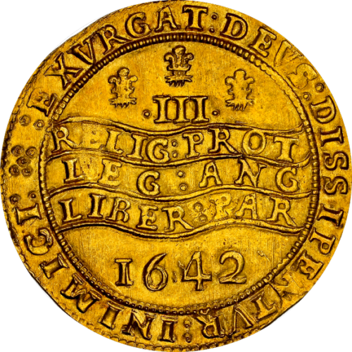 トップグレード(単独) トリプルユナイト金貨 ハンマーコイン最大通貨単位 チャールズ１世 イギリス 1642年 MS63 NGC