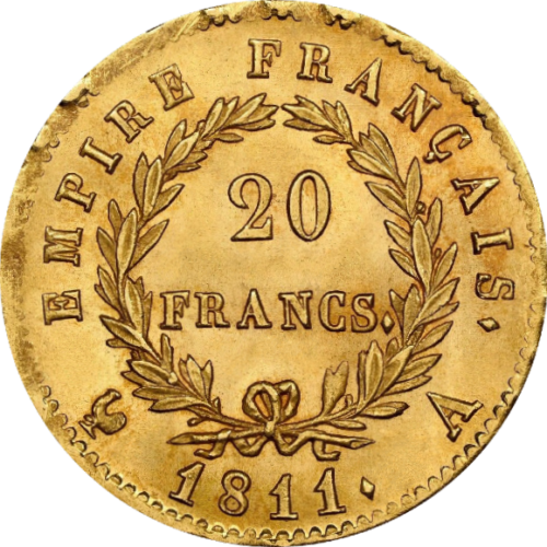 トップグレード(単独) 20フラン金貨 ナポレオン１世 フランス 1811年 MS65+ NGC