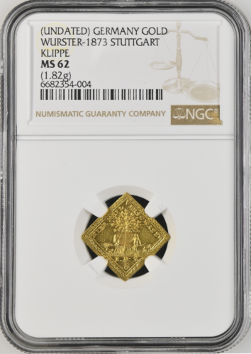 オンリーワングレード ヴュルテンベルク(ドイツ) クリッペ 1/2ダカット 金メダル MS62 NGC