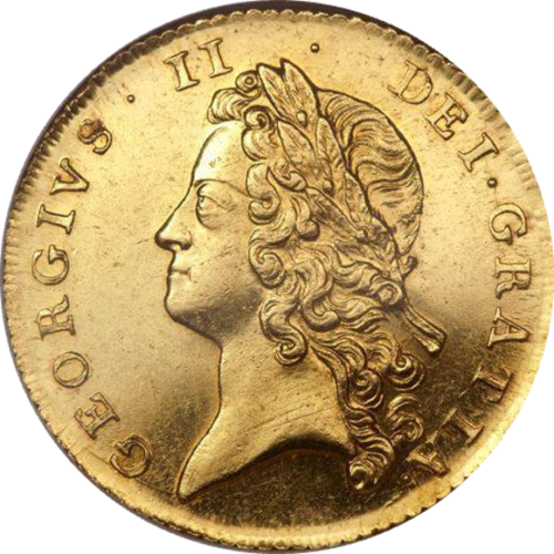 イギリス ２ギニー ジョージ２世 1738年 MS63 NGC