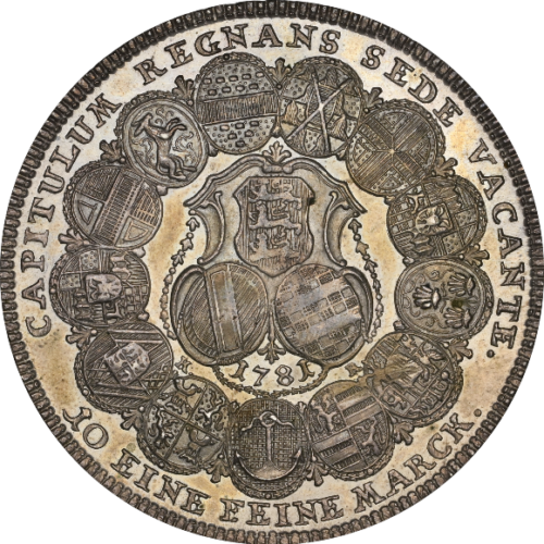 ドイツ ターラー銀貨 アイヒシュテット 都市景観 1781年 MS66 NGC
