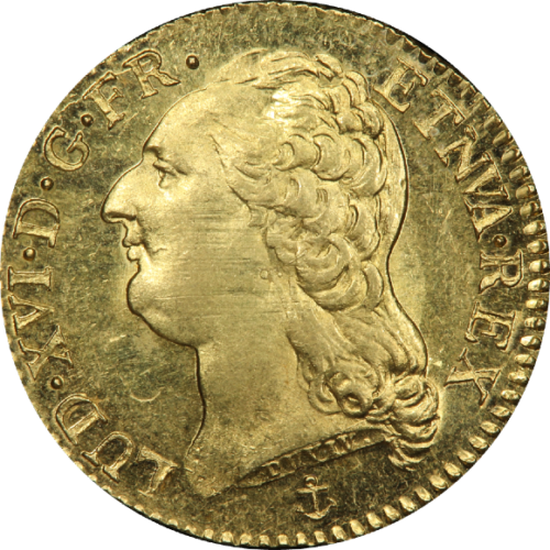 オンリーワングレード ルイドール金貨 ルイ16世 1788/7年 刻年上打ち 銘文誤りNVA ラ・ロシェル発行 MS66PL PCGS