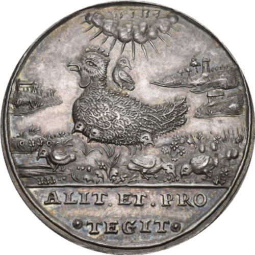 トップグレード(単独) 1/4ダカット 都市景観 バーゼル(スイス) 銀メダル 1650年 MS63 NGC