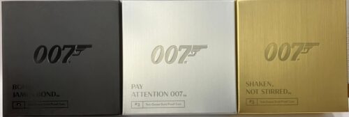 ロイヤルミント ジェームズ・ボンド 「007シリーズ」 3部作コンプリート 2オンス金貨×3点 2020年 記念金貨 全てプルーフグレード70 NGC PCGS オリジナルボックス・オリジナル化粧箱・COA(証明書)付属