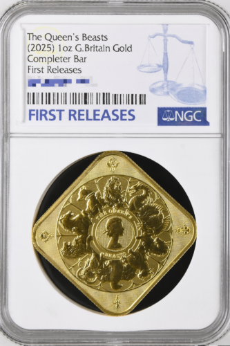 イギリス クイーンズ・ビースト(王室10大守護獣) エリザベス２世 英国最長在位記念 2015年 コンプリートバー 金地金バー .999 １オンス ダイアモンド型 限定発行 ロイヤルミント 専用パック包装 2025年