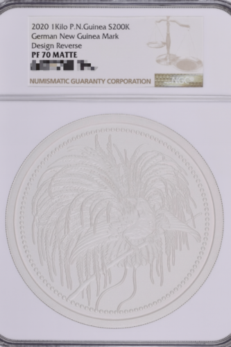 パプアニューギニア 極楽鳥 ドイツ領ニューギニア １キロ銀貨 大型スラブ オットー・シュルツ 200キナ 2020年 PF70 MATTE NGC