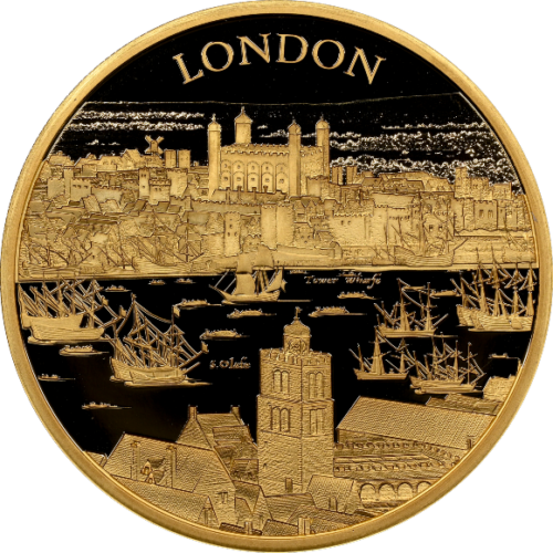 トップグレード 都市景観 シティービュー ロンドン 5オンス金貨 プルーフ ウルトラカメオ 発行初日分 500ポンド エリザベス2世 イギリス オリジナル木製ボックス 化粧箱 リーフレット 証明書 2022年 PF70 NGC