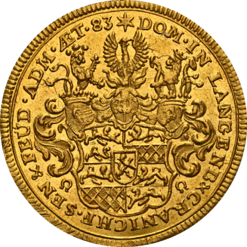 トップグレード (ドイツ)ホーエンローエ＝ノイエンシュタイン＝エーリンゲン 神聖ローマ帝国 アウクスブルク鋳造所 ドイツ南部発行をほぼカバー 1ダカット金貨 1699年 MS63 NGC