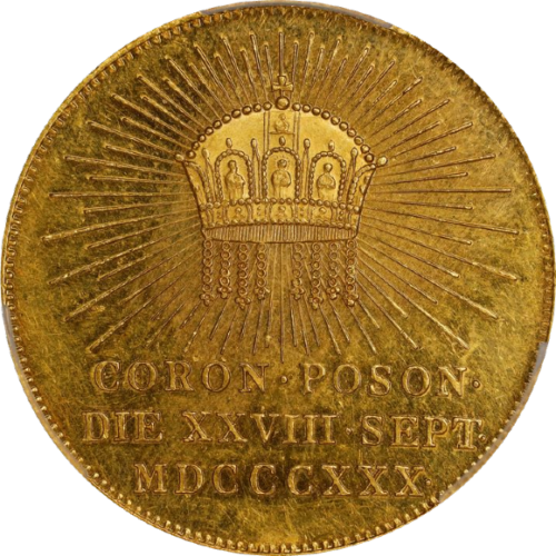 オンリーワングレード ハンガリー王戴冠記念 金メダル フランツ１世＆フェルディナント５世 ハプスブルク=ロートリンゲン家 神聖ローマ皇帝フランツ２世 1830年 MS62 PCGS