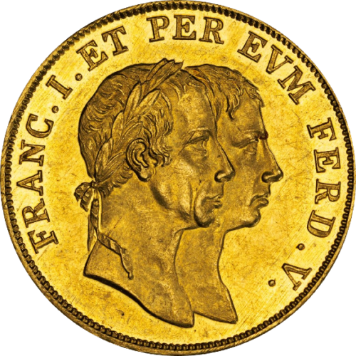 オンリーワングレード ハンガリー王戴冠記念 金メダル フランツ1世&フェルディナント5世 ハプスブルク=ロートリンゲン家 神聖ローマ皇帝フランツ2世 1830年 MS62 PCGS