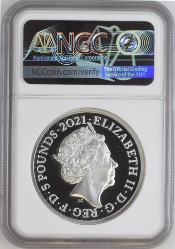 トップグレード ゴシッククラウンポートレート 2オンス 5ポンド グレートエングレーバーシリーズ ヴィクトリア女王(ヤングヴィクトリア) エリザベス2世(在位:1952年〜2022年) ウィリアム・ワイオン ロイヤルミント シルバー(.999) 初回リリース品鑑定 オリジナル木製ボックス オリジナル化粧箱 真正証明書 プルーフ ウルトラカメオ 2021年 PF70UC NGC