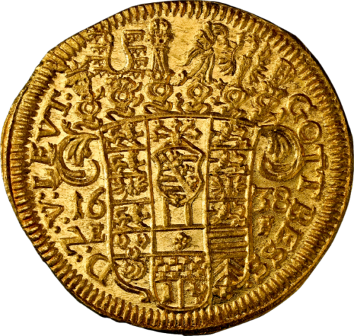 トップグレード (ドイツ)ザクセン=コーブルク=アイゼナッハ公国(神聖ローマ帝国) ダカット金貨 ヴィクトリア女王の王配アルバート公と同祖系統 英国王室ウィンザー家に繋がる系譜 ヨハン・エルンスト 格言金貨(特別・記念発行) 1638年 MS63 NGC