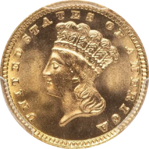 トップ４グレード(同列) １ドル金貨 アメリカ インディアンプリンセス(ラージヘッド) タイプ３(後期) 1882年 MS68 PCGS