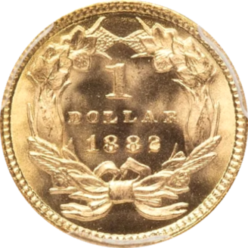 トップ４グレード(同列) １ドル金貨 アメリカ インディアンプリンセス(ラージヘッド) タイプ３(後期) 1882年 MS68 PCGS