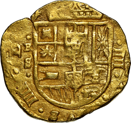 オンリーワングレード 4エスクード金貨 スペイン フェリペ4世治世 コブコイン セビリア鋳 1646年 AU55 NGC