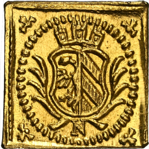 トップグレード ニュルンベルク(ドイツ) 1/8ダカット金貨 ラムダカット(金の羊) クリッペ(角型) 1700年 FDC 完全未使用 空前絶後品 MS68 NGC